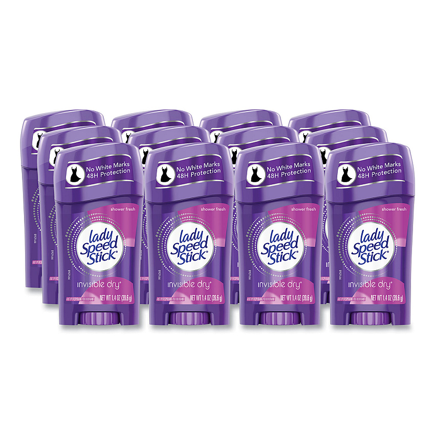 Lady Speed Stick Invisible Dry Antiperspirant, Fresh Scent, 1.4 oz, White, 12/Carton (96299)