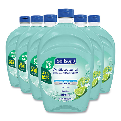 Softsoap Antibacterial Liquid Hand Soap Refill, Fresh Scent, 50 oz, Green, 6/Carton (45991)