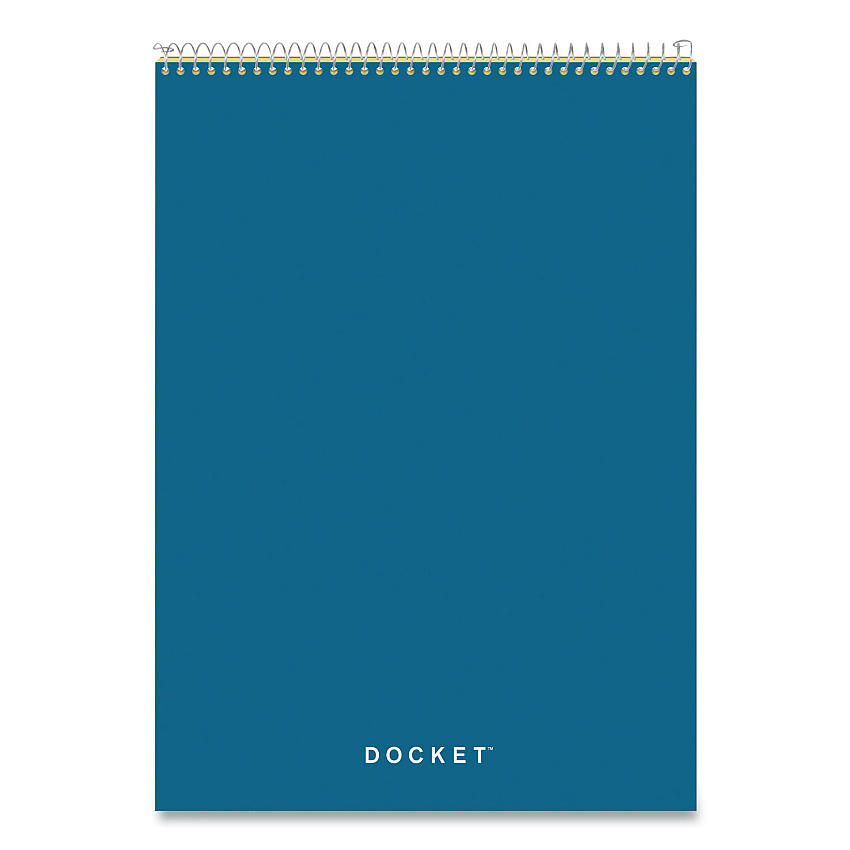 TOPS Docket Ruled Wirebound Pad with Cover, Wide/Legal Rule, Blue Cover, 70 Canary-Yellow 8.5 x 11.75 Sheets (63621)
