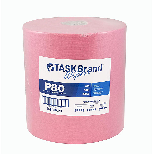 Taskbrand P80 Hydrospun Jumbo Roll, Red, 12x12, 475 Sh/rl, 1 Rl/cs, Case Of 475 (N-P080JPR)