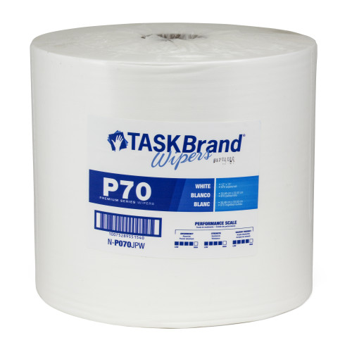 Taskbrand P70 Premium Series Wiper, Hydrospun, White, 12x12, Medium Duty, Roll, 870/rl - Case Of 900 (N-P070JPW)