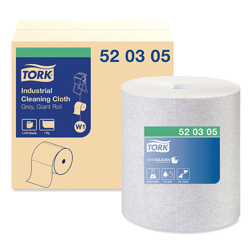 Tork&reg; Industrial Cleaning Cloths, 1-Ply, Gray, 1,050 Cloths (520305)