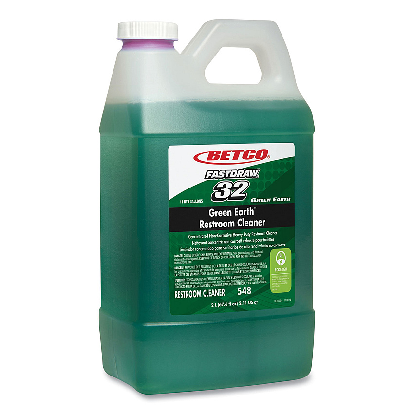Betco Fastdraw 32 Green Earth Restroom Cleaner, Citrus Floral, 2 L Bottle, 4/Carton (5484700)