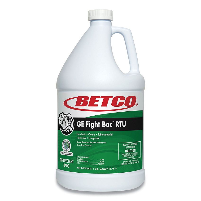 Betco GE Fight Bac RTU Disinfectant, Fresh Scent, 1 gal Bottle, 4/Carton (3900400)