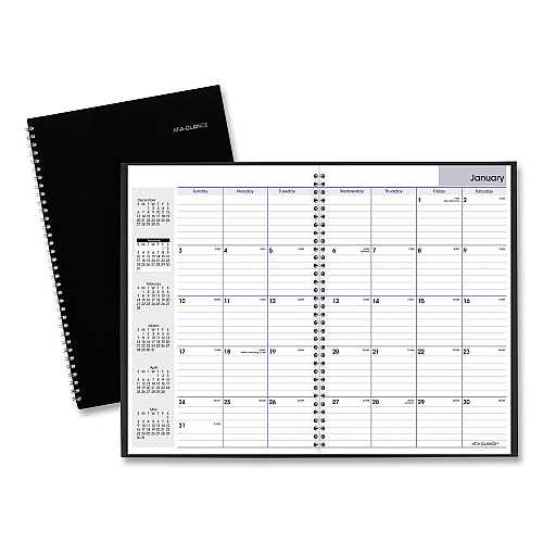 AT-A-GLANCE DayMinder Monthly Planner, Ruled Blocks, 12 x 8, Black Cover, 14-Month: Dec 2025 to Jan 2027 (SK200)