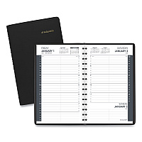 AT-A-GLANCE Daily Appointment Book with 15-Minute Appointments, One Day/Page: Mon to Sun, 8 x 5, Black Cover, 12-Month (Jan to Dec): 2026 (7080005)