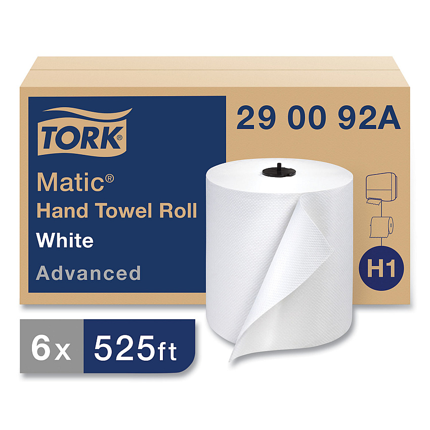 Tork&reg; Advanced Hardwound Roll Paper Towels, White, 525-ft, 6 Rolls (290092A)