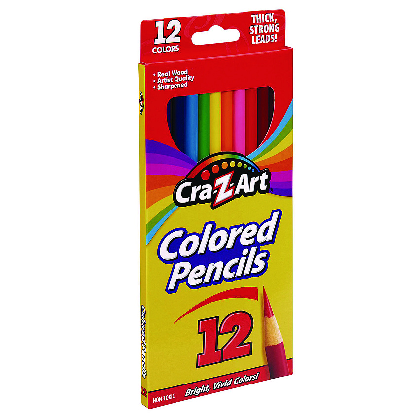 Cra-Z-Art Colored Pencils, 12 Assorted Lead and Barrel Colors, 12/Set (1040472)
