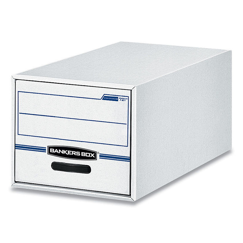 Bankers Box STOR/DRAWER Basic Space-Savings Storage Drawers, Letter Files, 14" x 25.5" x 11.5", White/Blue, 6/Carton (00721)