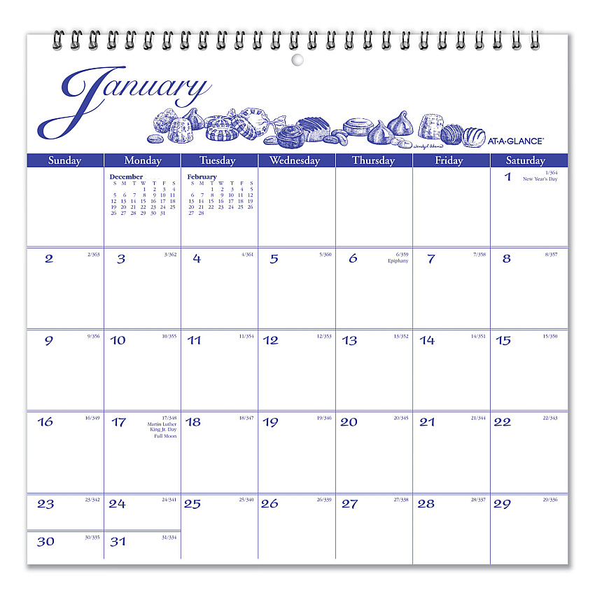 AT-A-GLANCE Illustrator's Edition Wall Calendar, Victorian Illustrations Artwork, 12 x 12, White/Blue Sheets, 12-Month (Jan to Dec): 2026 (G100017)