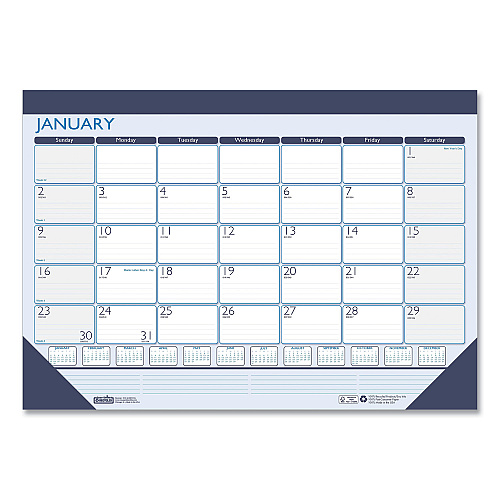 House of Doolittle Recycled Contempo Desk Pad Calendar, 22 x 17, White/Blue Sheets, Blue Binding, Blue Corners, 12-Month (Jan to Dec): 2026 (151)