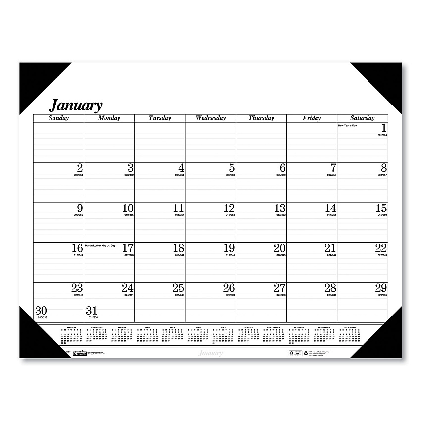 House of Doolittle Recycled One-Color Dated Monthly Desk Pad Calendar, 18.5 x 13, White Sheets, Black Binding/Corners,12-Month (Jan-Dec): 2026 (0124)