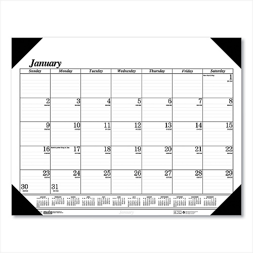 House of Doolittle Recycled One-Color Refillable Monthly Desk Pad Calendar, 22 x 17, White Sheets, Black Binding/Corners,12-Month(Jan-Dec): 2026 (124)