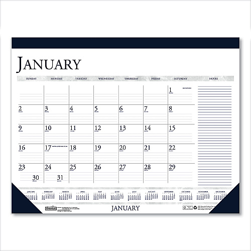 House of Doolittle Recycled Two-Color Monthly Desk Pad Calendar with Notes Section, 18.5 x 13, Blue Binding/Corners, 12-Month (Jan-Dec): 2026 (1646)