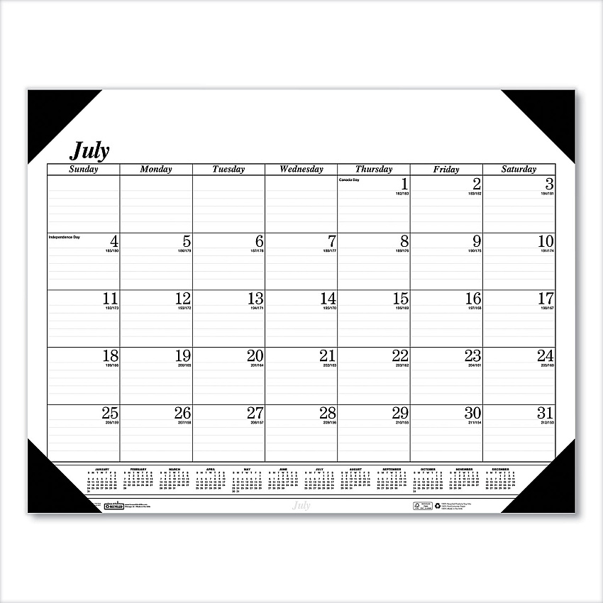 House of Doolittle Recycled Economy Academic Desk Pad Calendar, 22 x 17, White/Black Sheets, Black Headband, 14-Month: July 2025 to Aug 2026 (12502)