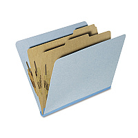 AbilityOne 7530015567915, SKILCRAFT Pressboard Top Tab Classification Folder, 2 Dividers, 6 Fasteners, Letter Size, Light Blue, 10/Box