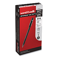 uni-ball Jetstream 101 Hybrid Gel Pen, Stick, Bold 1 mm, Black Ink, Black Barrel, Dozen (1768011)