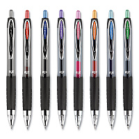 uni-ball Signo 207 Gel Pen, Retractable, Medium 0.7 mm, Blue Ink, Smoke/Black/Blue Barrel, 4/Pack (45532PP)