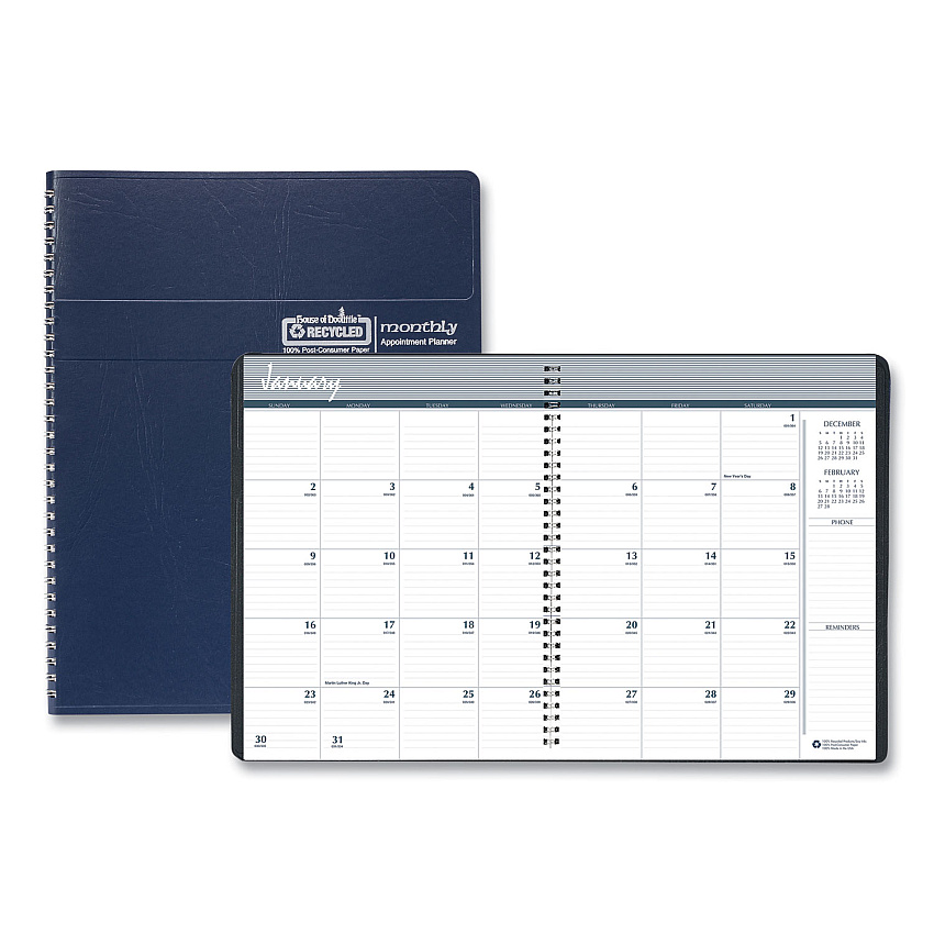 House of Doolittle 14-Month Recycled Ruled Monthly Planner, 11 x 8.5, Blue Cover, 14-Month: Dec 2025 to Jan 2027 (26207)
