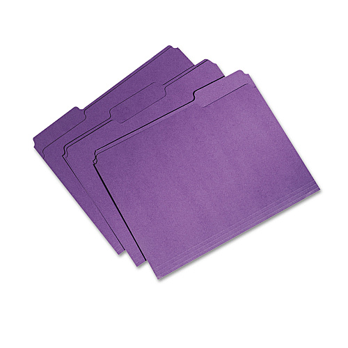 AbilityOne 7530015664135, SKILCRAFT Recycled File Folders, 1/3-Cut 1-Ply Tabs: Assorted, Letter Size, 0.75" Expansion, Purple, 100/Box