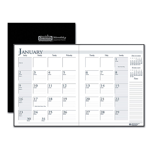 House of Doolittle Recycled Ruled 14-Month Planner with Leatherette Cover, 10 x 7, Black Cover, 14-Month: Dec 2025 to Jan 2027 (260602)