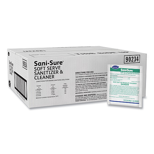 Diversey Sani Sure Soft Serve Sanitizer and Cleaner, Powder, 1 oz Packet, 100/Carton (90234)