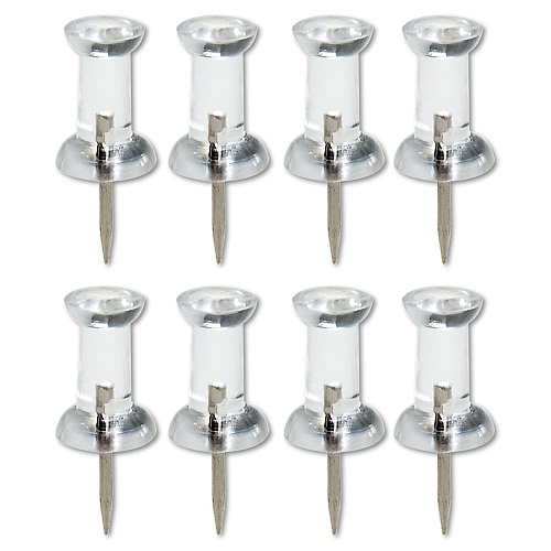 AbilityOne 7510009400935, SKILCRAFT Push Pins, Plastic, Clear, 0.38", 100/Box