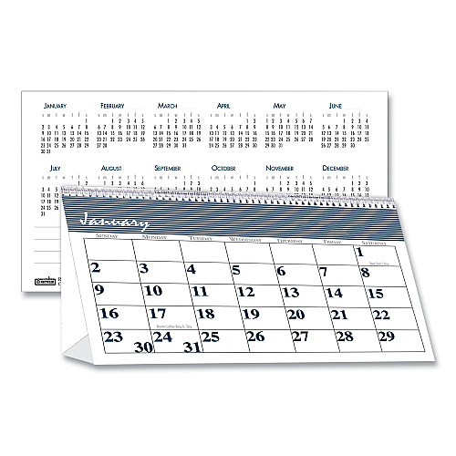 House of Doolittle Bar Harbor Recycled Desk Tent Monthly Calendar, 7 x 4.25, White/Blue Sheets, 12-Month (Jan to Dec): 2026 (3679)