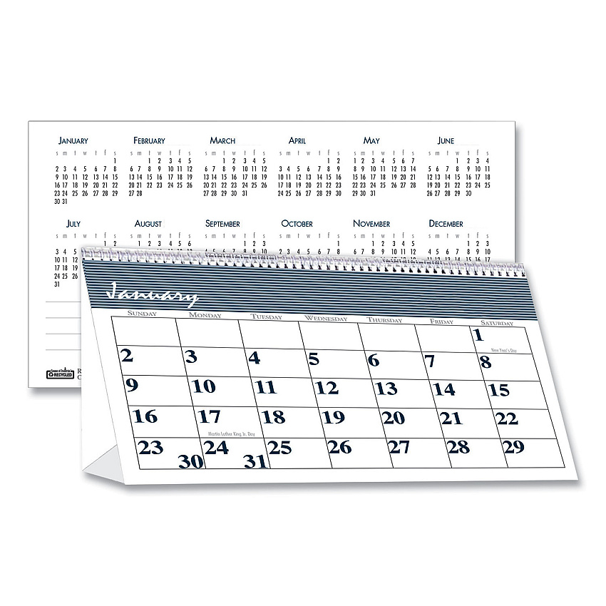 House of Doolittle Bar Harbor Recycled Desk Tent Monthly Calendar, 7 x 4.25, White/Blue Sheets, 12-Month (Jan to Dec): 2026 (3679)
