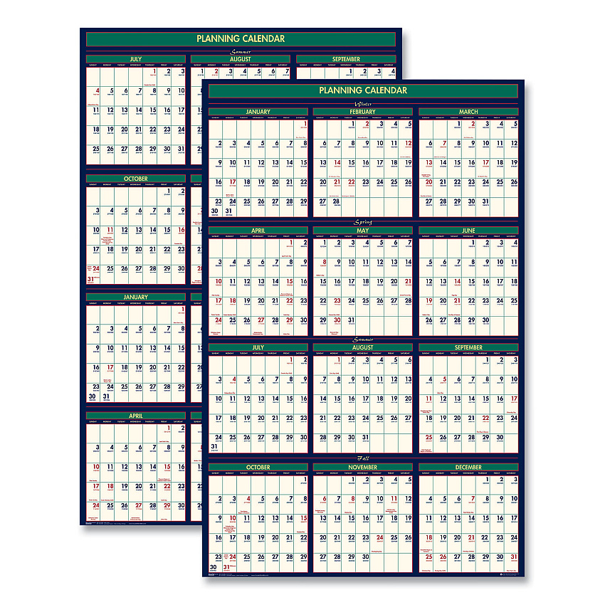 House of Doolittle Four Seasons Business/Academic Recycled Wall Calendar, 24 x 37, 12-Month (July-June): 2025-2026, 12-Month (Jan to Dec): 2026 (390)