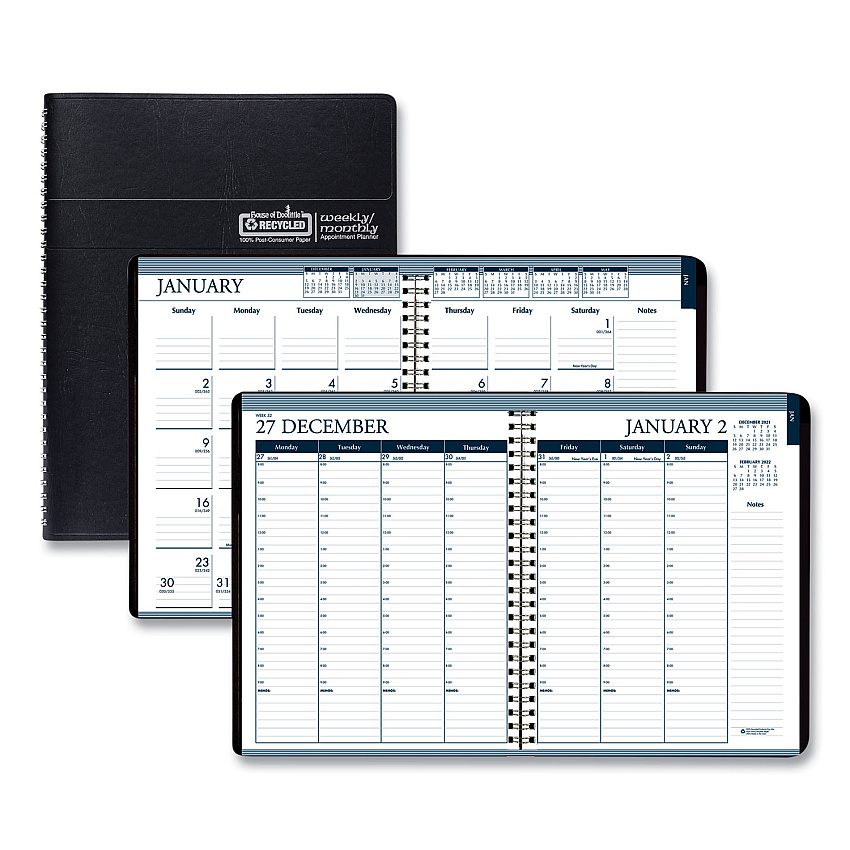House of Doolittle Recycled Wirebound Weekly/Monthly Planner, 11 x 8.5, Black Cover, 12-Month (Jan to Dec): 2026 (28302)