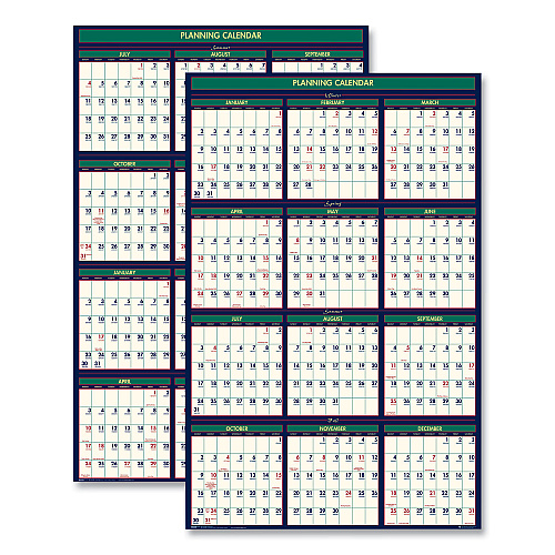 House of Doolittle Four Season Erasable Business/Academic Recycled Wall Calendar, 24 x 37, 12-Month(July-June): 2025-26, 12-Month(Jan-Dec): 2026 (391)