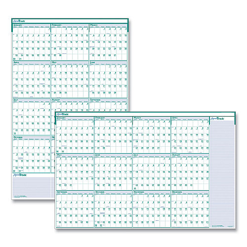 House of Doolittle Express Track Recycled Reversible/Erasable Yearly Wall Calendar, 24 x 37, White/Teal Sheets, 12-Month (Jan to Dec): 2026 (392)