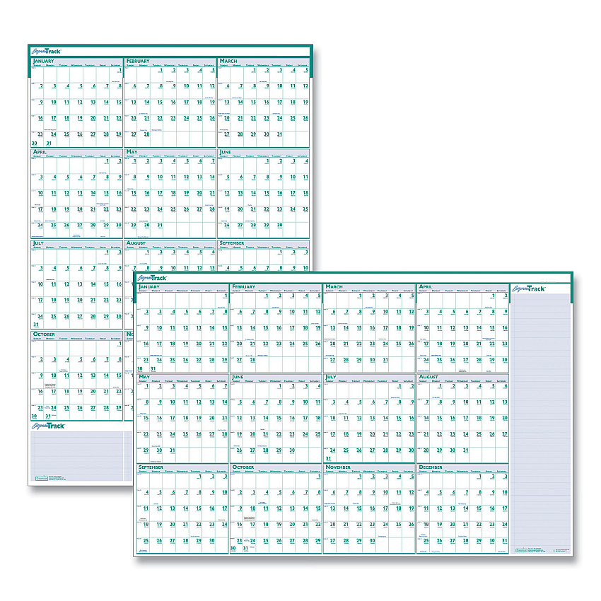 House of Doolittle Express Track Recycled Reversible/Erasable Yearly Wall Calendar, 24 x 37, White/Teal Sheets, 12-Month (Jan to Dec): 2026 (392)