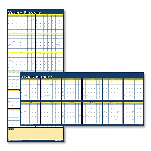 House of Doolittle Recycled Reversible Yearly Wall Planner, 60 x 26, White/Blue/Yellow Sheets, 12-Month (Jan to Dec): 2026 (3974)