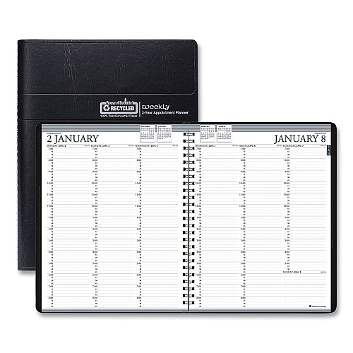 House of Doolittle Recycled Professional Weekly Planner, 15-Minute Appts, 11 x 8.5, Black Wirebound Soft Cover, 24-Month: Jan 2026 to Dec 2027 (272002)