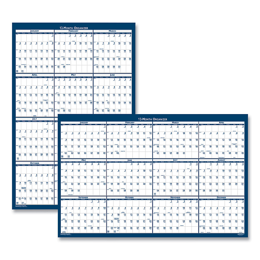 House of Doolittle Recycled Poster Style Reversible/Erasable Yearly Wall Calendar, 24 x 37, White/Blue/Gray Sheets, 12-Month (Jan to Dec): 2026 (396)