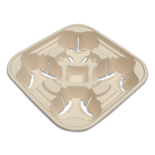 World Centric Fiber Cup Carriers, 8 oz to 22 oz Cups, Four Cups, Natural, 600/Carton (CCFB4LF)