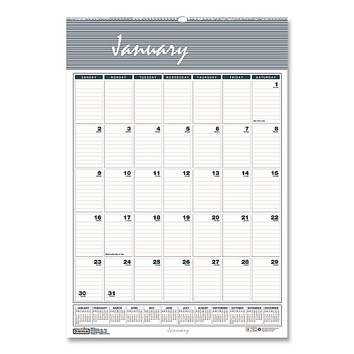 House of Doolittle Bar Harbor Recycled Wirebound Monthly Wall Calendar, 15.5 x 22, White/Blue/Gray Sheets, 12-Month (Jan-Dec): 2026 (333)