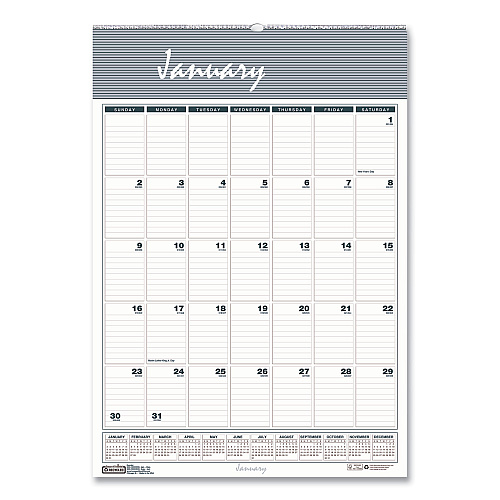 House of Doolittle Bar Harbor Recycled Wirebound Monthly Wall Calendar, 22 x 31.25, White/Blue/Gray Sheets, 12-Month (Jan-Dec): 2026 (334)