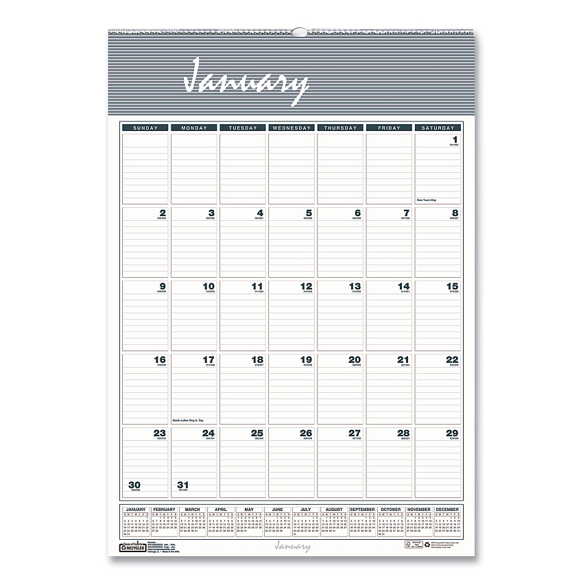 House of Doolittle Bar Harbor Recycled Wirebound Monthly Wall Calendar, 22 x 31.25, White/Blue/Gray Sheets, 12-Month (Jan-Dec): 2026 (334)