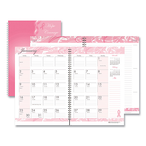 House of Doolittle Breast Cancer Awareness Recycled Ruled Monthly Planner/Journal, 10 x 7, Pink Cover, 12-Month (Jan to Dec): 2026 (5226)