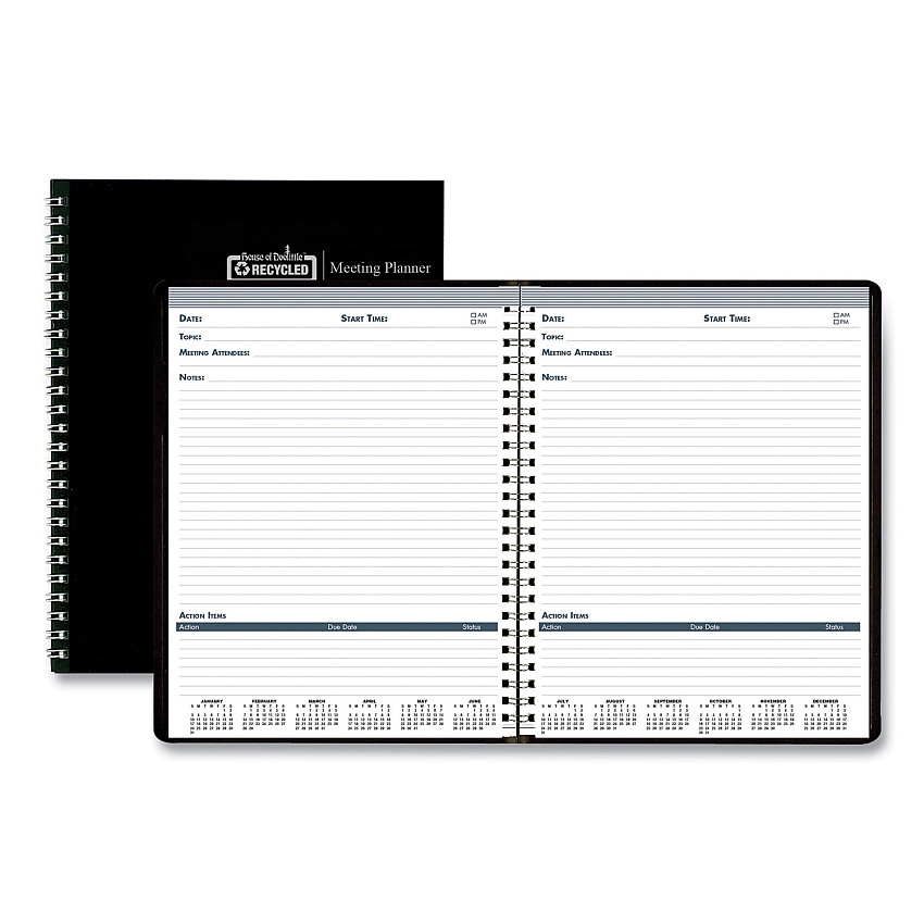 House of Doolittle Recycled Meeting Note Planner, 11 x 8.5, Black Cover, 12-Month (Jan to Dec): 2026 (583992)