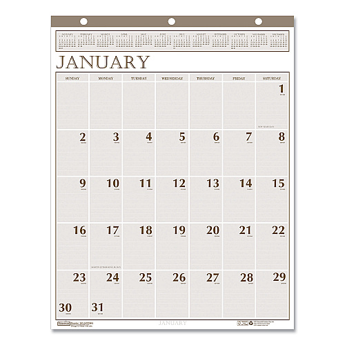 House of Doolittle Large Print Recycled Monthly Wall Calendar, 20 x 26, Beige Sheets, 12-Month (Jan to Dec): 2026 (380)
