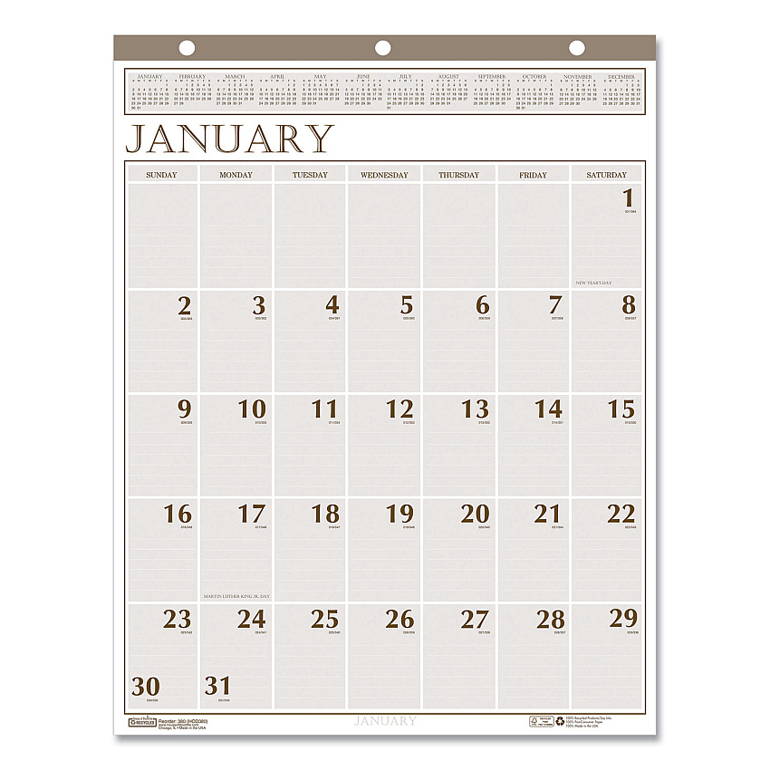 House of Doolittle Large Print Recycled Monthly Wall Calendar, 20 x 26, Beige Sheets, 12-Month (Jan to Dec): 2026 (380)
