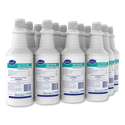 Diversey Crew Neutral Non-Acid Bowl and Bathroom Disinfectant, 32 oz Squeeze Bottle, 12/Carton (100925283)