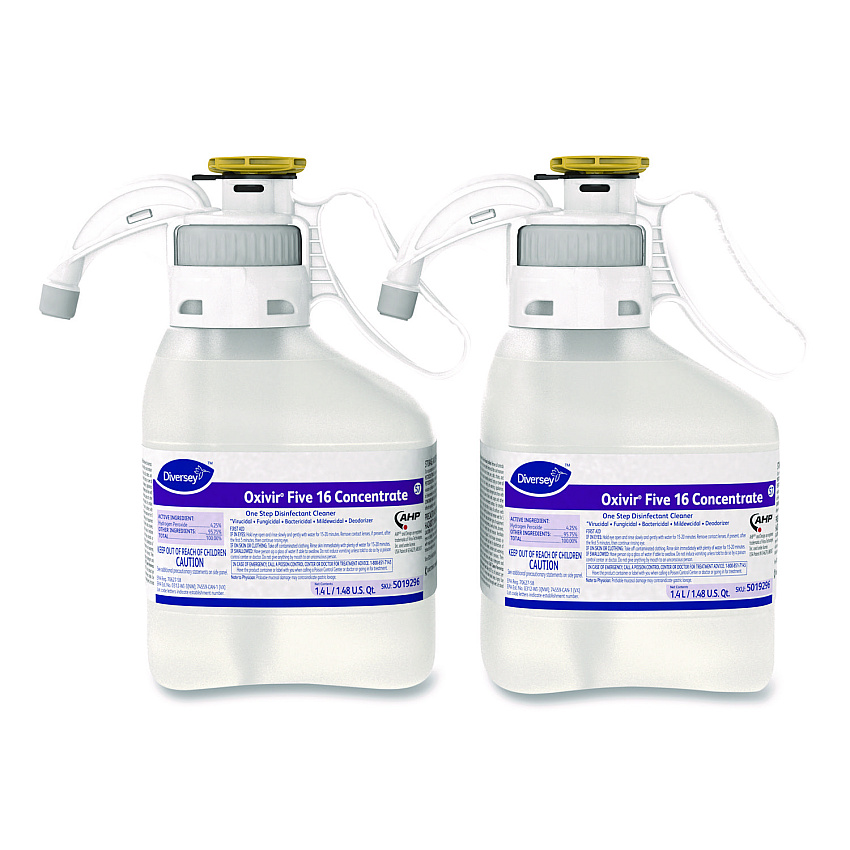Diversey Oxivir Five 16 Concentrate One Step Disinfectant Cleaner, Liquid, 1.4 L, 2/CT (5019296)