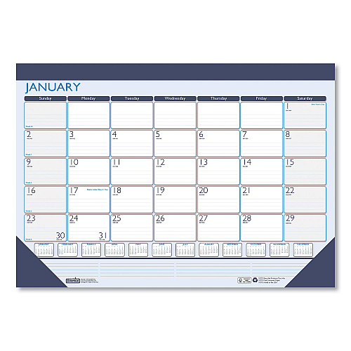 House of Doolittle Recycled Contempo Desk Pad Calendar, 18.5 x 13, White/Blue Sheets, Blue Binding, Blue Corners, 12-Month (Jan to Dec): 2026 (1516)