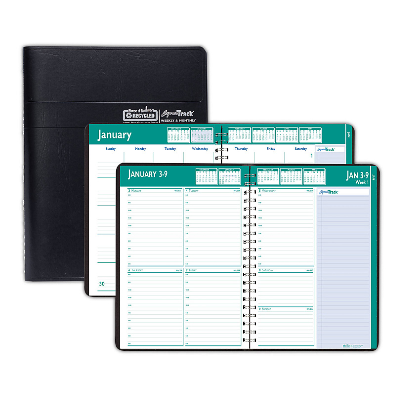 House of Doolittle Express Track Recycled Weekly Appointment Book/Monthly Planner, 11 x 8.5, Black Cover, 13-Month: Jan 2026 to Jan 2027 (29602)