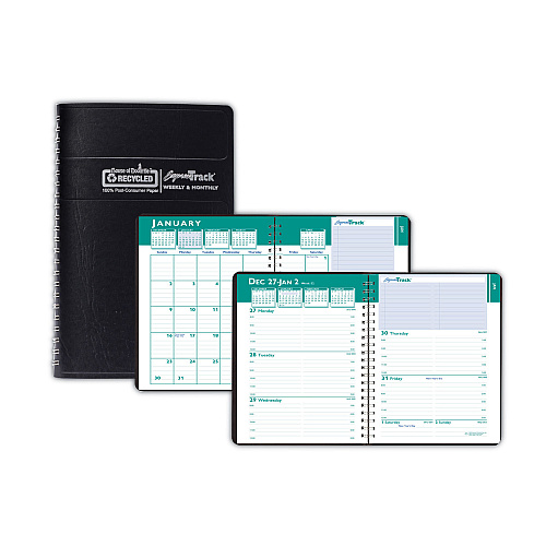 House of Doolittle Express Track Recycled Weekly Appointment Book/Monthly Planner, 8 x 5, Black Cover, 13-Month: Jan 2026 to Jan 2027 (29402)